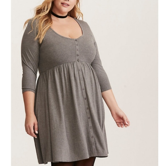 torrid Dresses & Skirts - Torrid Gray jersey button front dress.